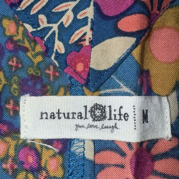 Natural Life Chelsea Wide Leg Jumpsuit Blue Floral Sleeveless Women Medium - Picture 8 of 9